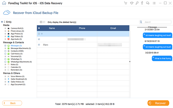أفضل طريقة لكيفية استرداد رسائل iMessages المحذوفة من iCloud: FoneDog iOS Data Recovery