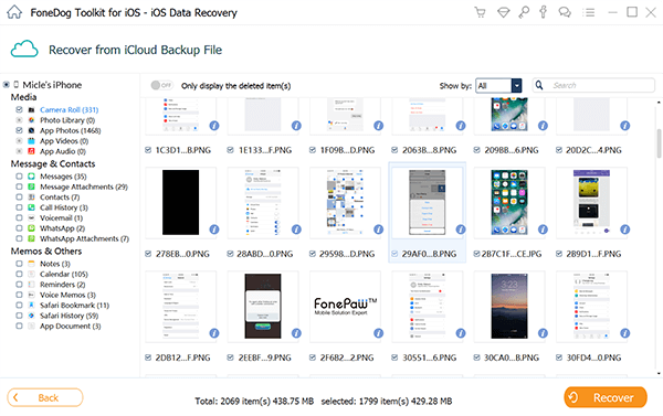 استعادة الصور باستخدام Fonedog iOS Data Recovery عند استمرار مشكلة "عدم تحميل صورة iCloud"