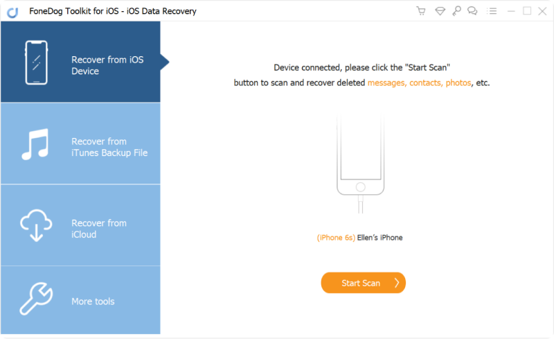 قم بتشغيل FoneDog Toolkit- استعادة بيانات iOS وتوصيل iPhone