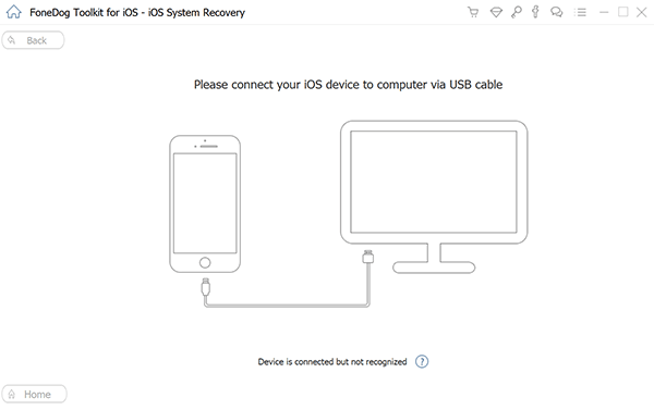 إصلاح المشكلة "لن يتم تشغيل iPhone 14" - استرداد نظام FoneDog iOS: قم بتوصيل جهاز iPhone الخاص بك