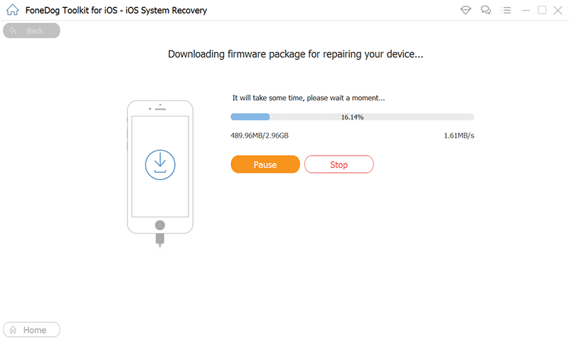 إصلاح المشكلة "لن يتم تشغيل iPhone 14" - استرداد نظام FoneDog iOS: تنزيل البرامج الثابتة