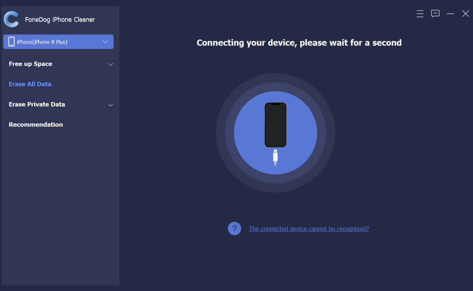 استخدام FoneDog iPhone Cleaner لتوصيل الجهاز عندما يتعذر على iCloud حذف النسخة الاحتياطية