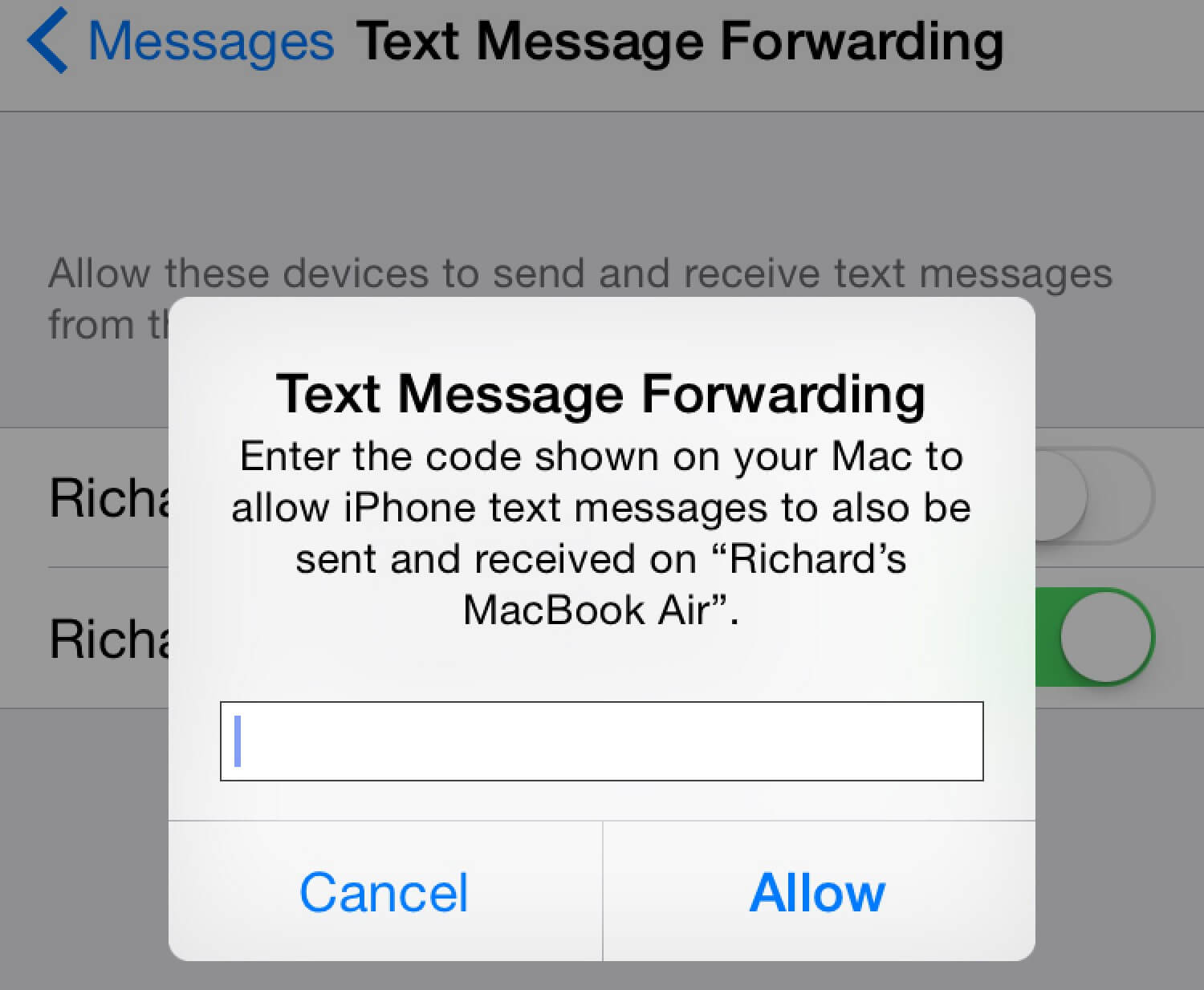 مزامنة الرسائل النصية باستخدام تطبيق الإعدادات