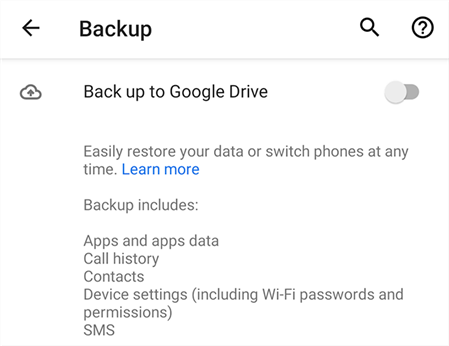 قم بعمل نسخة احتياطية من جهات الاتصال على Android عن طريق تنشيط Google Backup