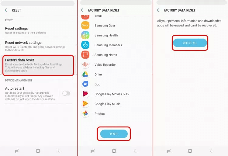 إعادة تعيين جهاز Android الخاص بك لحل Verizon Message Plus يستمر في التوقف