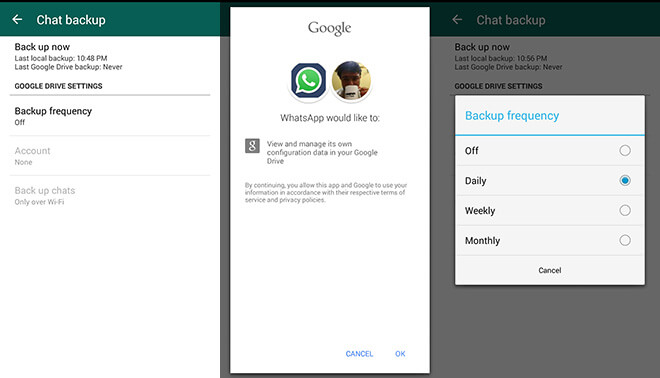 رسائل WhatsApp الاحتياطية من Google Drive