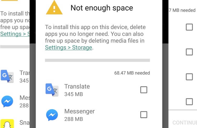 إصلاح خطأ Google Play 927 مساحة كافية