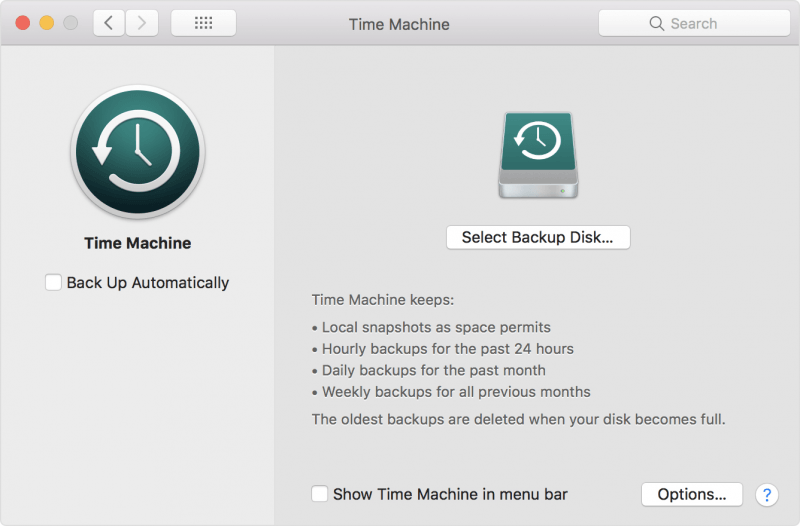 تطبيق Time Machine macOS