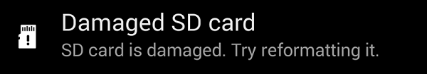بطاقة SD تالفة بنظام Android