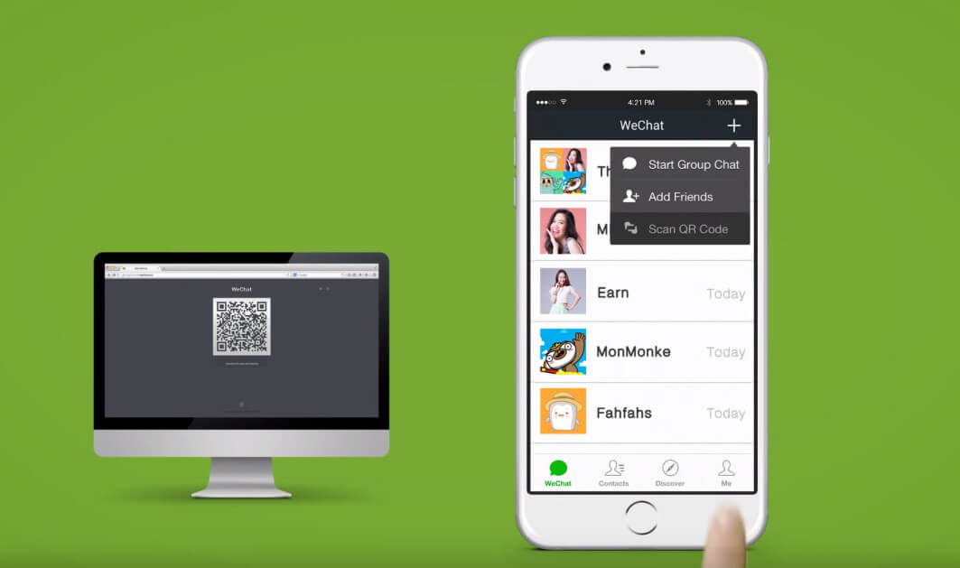 نقل ملفات WeChat بين الكمبيوتر و Android أو iPhone QR Web