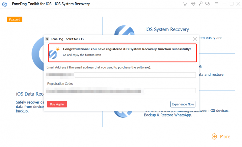 قم بتسجيل FoneDog iOS Data Recover System