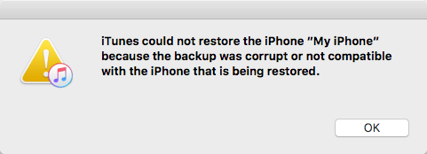 لا يمكن لـ iTunes استعادة النسخة الاحتياطية