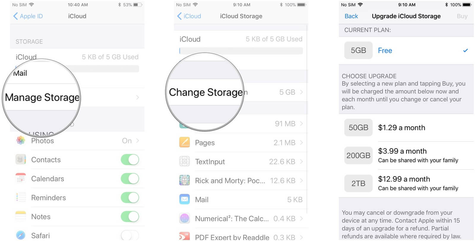 إدارة تخزين icloud