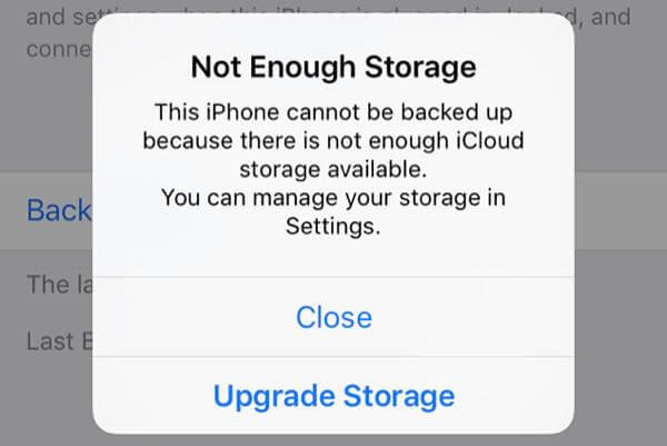 التخزين غير الكافي في icloud