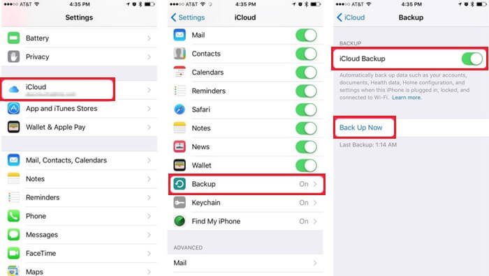 استخدام icloud للنسخ الاحتياطي