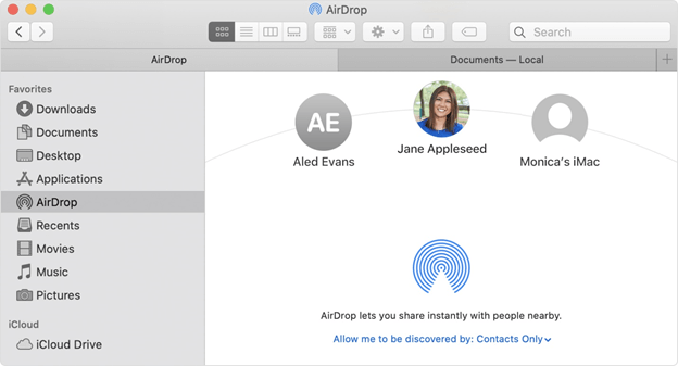 Airdrop جهات اتصال iPhone إلى جهاز Mac الخاص بك