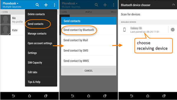 نقل جهات الاتصال بين هواتف Android باستخدام البلوتوث