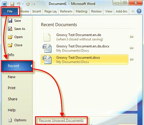 استعادة ملفات Excel المحذوفة - الملف المحفوظ