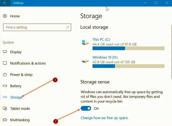 قم بإيقاف تشغيل خاصية Storage Sense لإيقاف حذف الملفات تلقائيًا في سلة المحذوفات