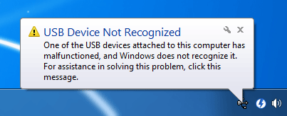 أسباب خطأ USB غير معروف