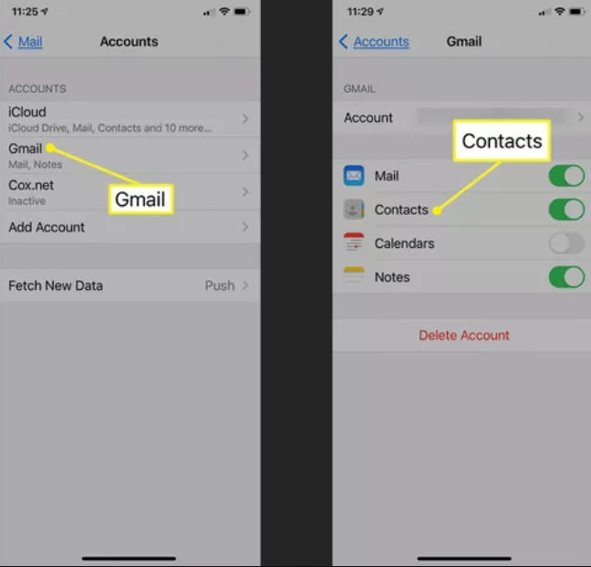 استخدم Gmail لنقل جهات الاتصال من iPhone إلى iPhone