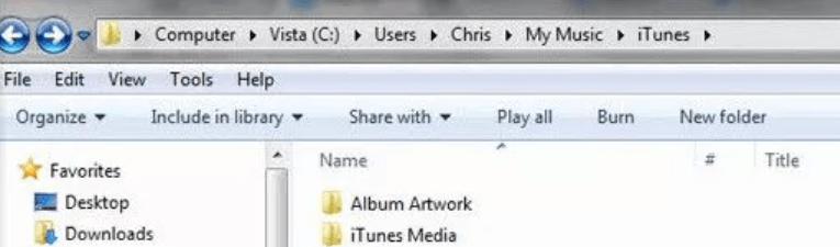 مواقع مجلد وسائط iTunes على أجهزة مختلفة