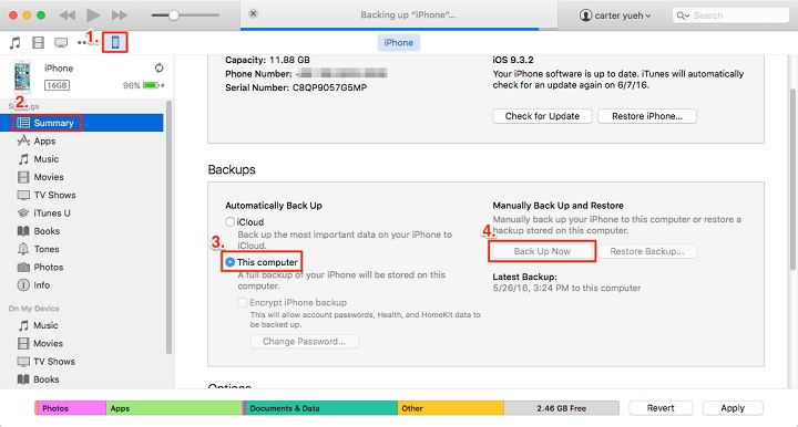 مزامنة جهات الاتصال من iPhone إلى Mac باستخدام برنامج iTunes