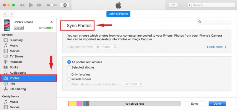 انقل iPhone GIF إلى Mac من خلال iTunes