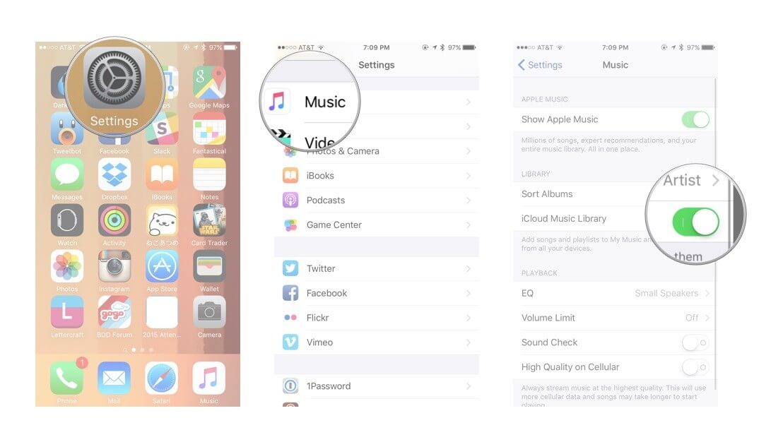 انقل موسيقى iPhone إلى iPad باستخدام iCloud