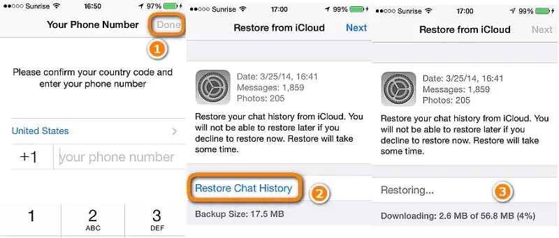 استخراج WhatsApp من iPhone باستخدام iCloud