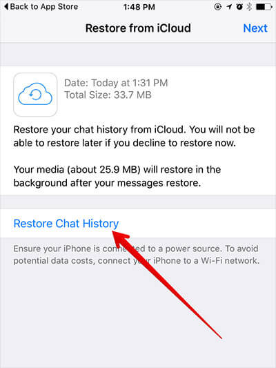 استرجع رسائل WhatsApp الصوتية المحذوفة من iPhone باستخدام iCloud