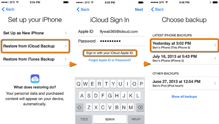 استرجع الرسائل النصية المحذوفة على iPhone 15 باستخدام iCloud