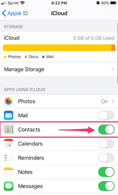 كيفية نقل جهات الاتصال من iPhone إلى Samsung عبر iCloud
