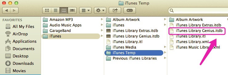 احذف قاعدة بيانات Genius لإصلاح خطأ iTunes 13010