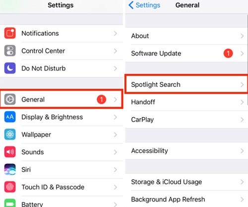 امسح الرسائل Spotlight ابحث عن حذف الرسائل من iPhone