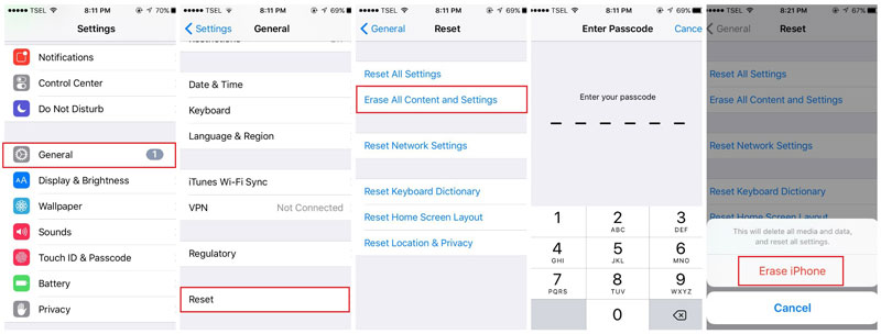 امسح كل المحتوى والإعدادات لحذف الرسائل من iPhone