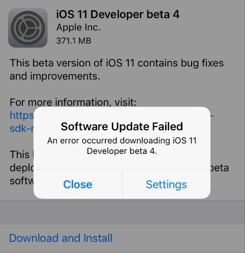 فشل تحديث برنامج iOS