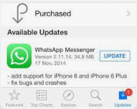 قم بتحديث WhatsApp Messenger على iOS