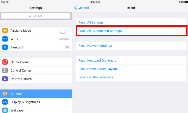 استعادة iPad من iCloud Backup باستخدام الإعدادات المدمجة