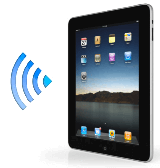 يتصل iPad بشبكة Wi-Fi للمزامنة مع iPhone