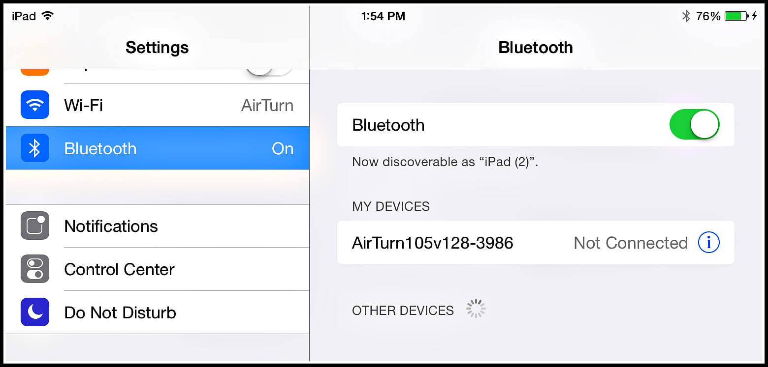 قم بإيقاف تشغيل Ipad Bluetooth