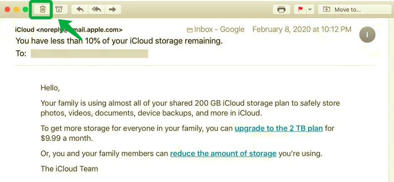 كيفية حذف بريد إلكتروني معين على iCloud