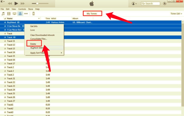 احذف نغمات الرنين من iPhone باستخدام iTunes