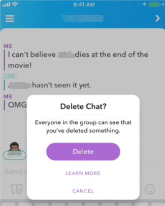 محو رسالة Snapchat
