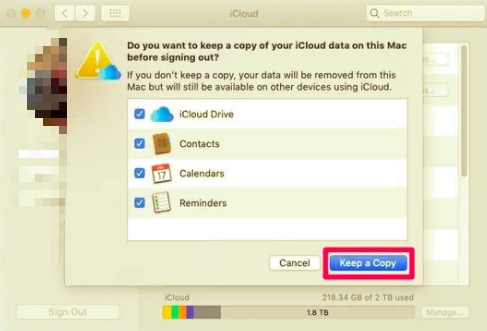 احتفظ بنسخة قبل إيقاف تشغيل iCloud على Mac