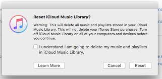 إعادة تعيين مكتبة موسيقى iCloud