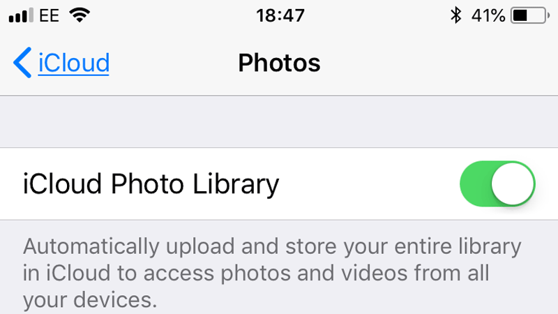 قم بإيقاف تشغيل مكتبة صور iCloud لإصلاح iPhone يقول إنه لا يكفي التخزين ولكن هناك