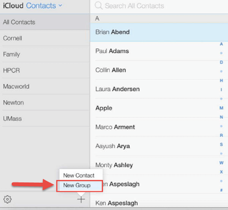 قم بإنشاء مجموعة جهات اتصال Icloud