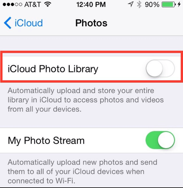تحقق من مكتبة صور iCloud لإصلاح اختفاء صور معرضي على iPhone