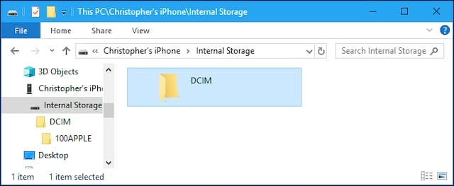 مجلد iPhone DCIM على الكمبيوتر